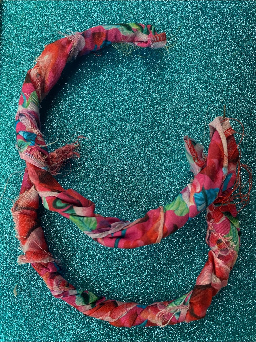 Twisted Floral Fabric Hoop Earrings in Pink